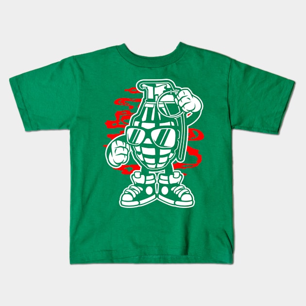 Grenade Kid Kids T-Shirt by drewbacca